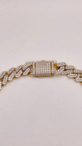 11mm 13.45 CT. Natural Diamonds Cuban Chain In 10 KT Yellow Gold