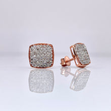 Load image into Gallery viewer, 0.24 CT. Natural Diamond Square Shape Stud Earrings In 10 KT Rose Gold