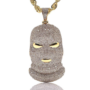 2.37 CT. Natural Diamond Ski Mask Pendant & Rope Chain Combo