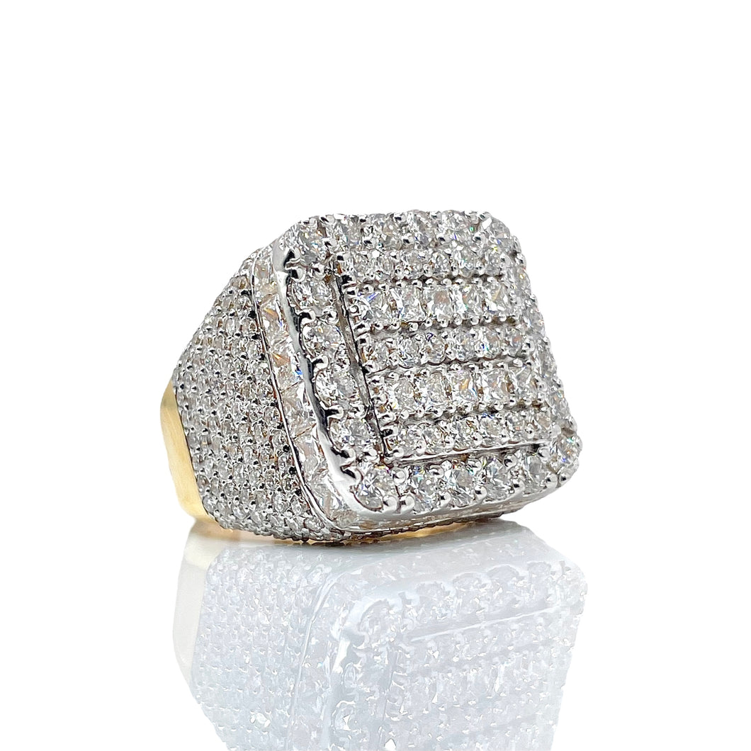 10.49 CT. Lab Grown Men’s Diamonds Square Shape Ring In 10 KT Yellow Gold