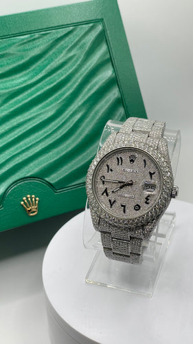 41mm DateJust Rolex Watch Approx 27.50 CT. Natural Diamonds With Arabic Dial