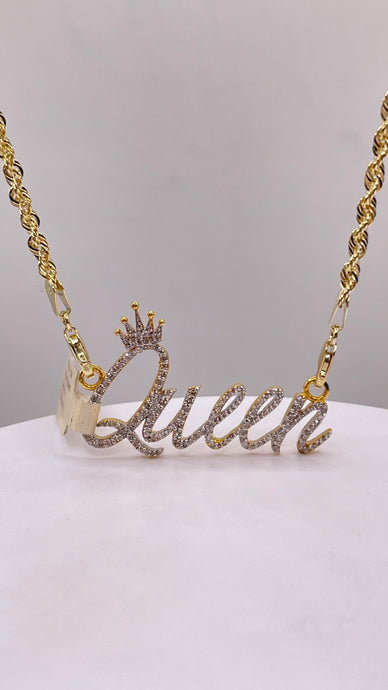 0.69 CT. Natural Diamond Queen Pendant & Rope Chain Combo