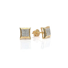 Load image into Gallery viewer, 0.11 CT. Natural Diamond Square Shape Stud Earrings In 14 KT Yellow Gold
