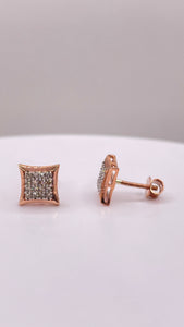 0.21 CT. Natural Diamond Square Shape Stud Earrings In 10 KT Rose Gold