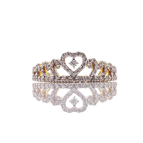 0.37 CT. Natural Diamond Heart-Shaped Tiara Ring In 10 KT Yellow Gold