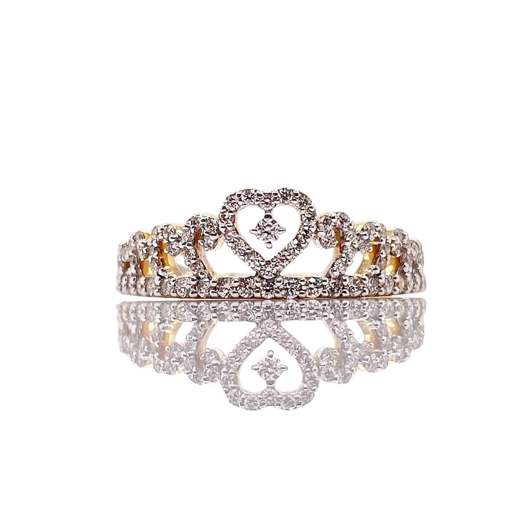 0.37 CT. Natural Diamond Heart-Shaped Tiara Ring In 10 KT Yellow Gold
