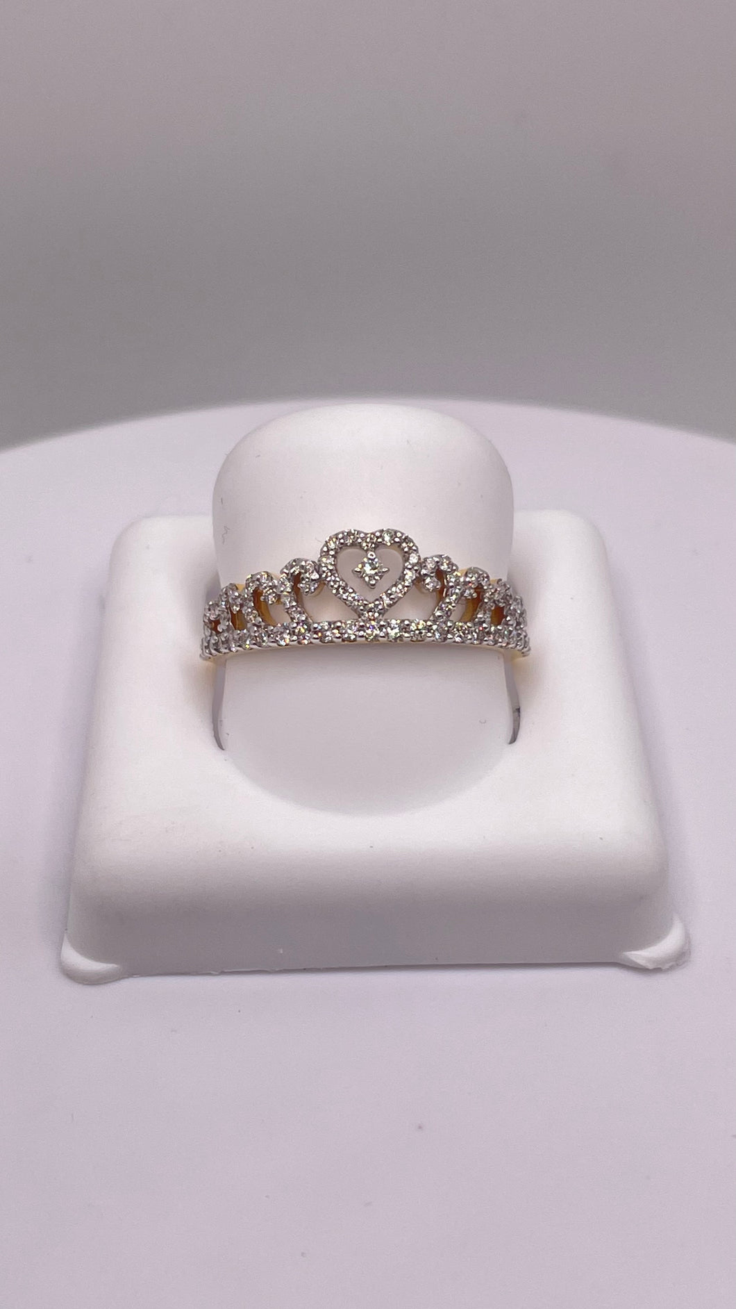 0.37 CT. Natural Diamond Heart-Shaped Tiara Ring In 10 KT Yellow Gold