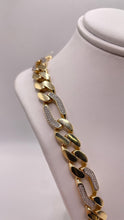 Load image into Gallery viewer, 10.3mm CZ Figaro Link Chain In 14 KT Yellow Gold