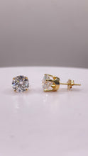 Load image into Gallery viewer, 2.06 CT. Lab-Grown Diamond Stud Earrings Set In 18 KT Yellow Gold