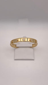 9mm Clover Bangle In 10 KT Yellow Gold With Cubic Zirconia