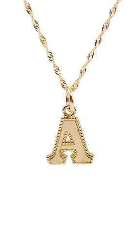 Initial A Pendent & Chain Combo In 10 KT Yellow Gold