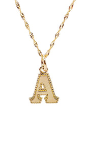Initial A Pendent & Chain Combo In 10 KT Yellow Gold