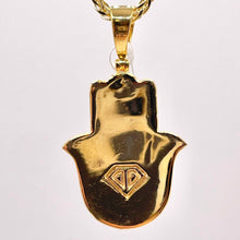 Load image into Gallery viewer, 0.90 CT. Natural Diamond Hamsa Hand Pendant In 10 KT Yellow Gold
