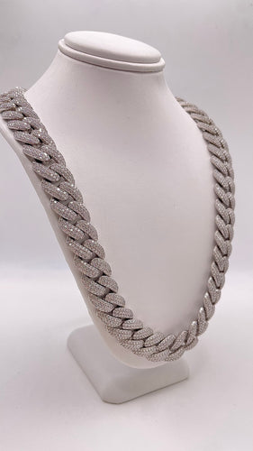 14mm Moissanite Miami Cuban Link Chain In Silver