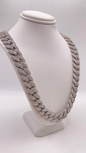 14mm Moissanite Miami Cuban Link Chain In Silver
