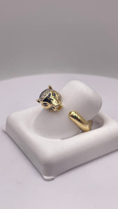 Beautiful Panther Ring In 10 KT Yellow Gold With CZ