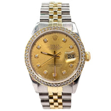 Load image into Gallery viewer, 36mm Rolex Two-Tone DJ With Diamond Dial &amp; Bezel