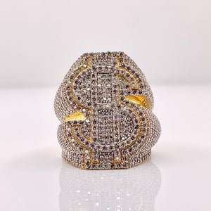 3.45 CT. Natural Diamond Dollar Sign Ring In 10 KT Yellow Gold