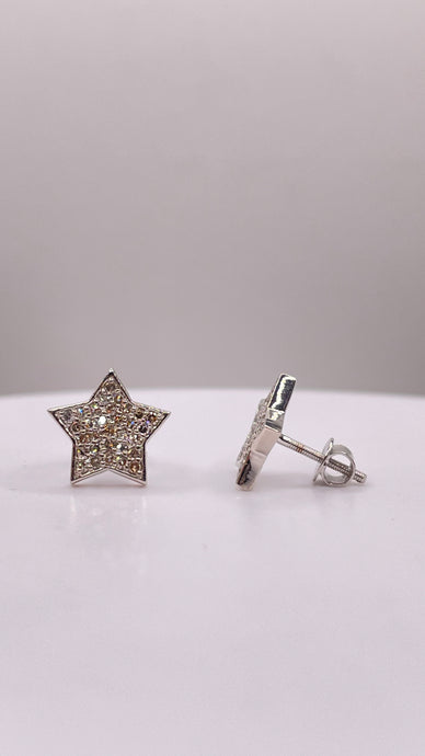 0.31 CT. Natural Diamond Star Shape Stud Earrings In 10 KT White Gold