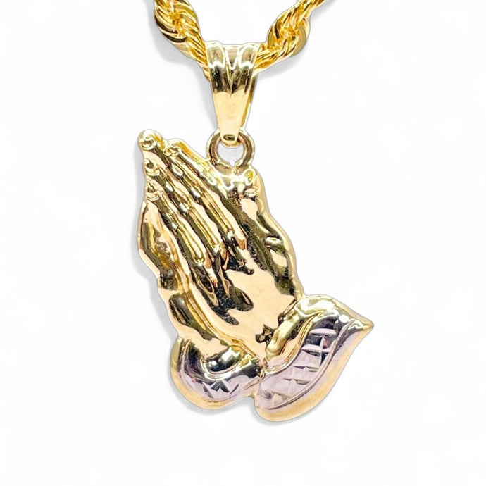 Prayer Hands Pendent In 10 KT Yellow & White Gold