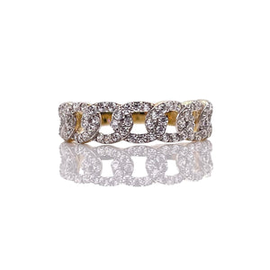 Ladies Cuban Link Ring In 10 KT Yellow Gold With CZ