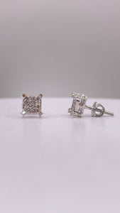 0.16 CT. Natural Diamond Square Shape Stud Earrings In 10 KT White Gold