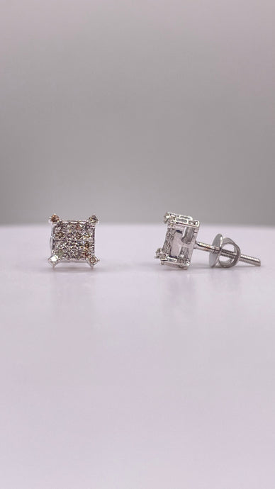 0.16 CT. Natural Diamond Square Shape Stud Earrings In 10 KT White Gold