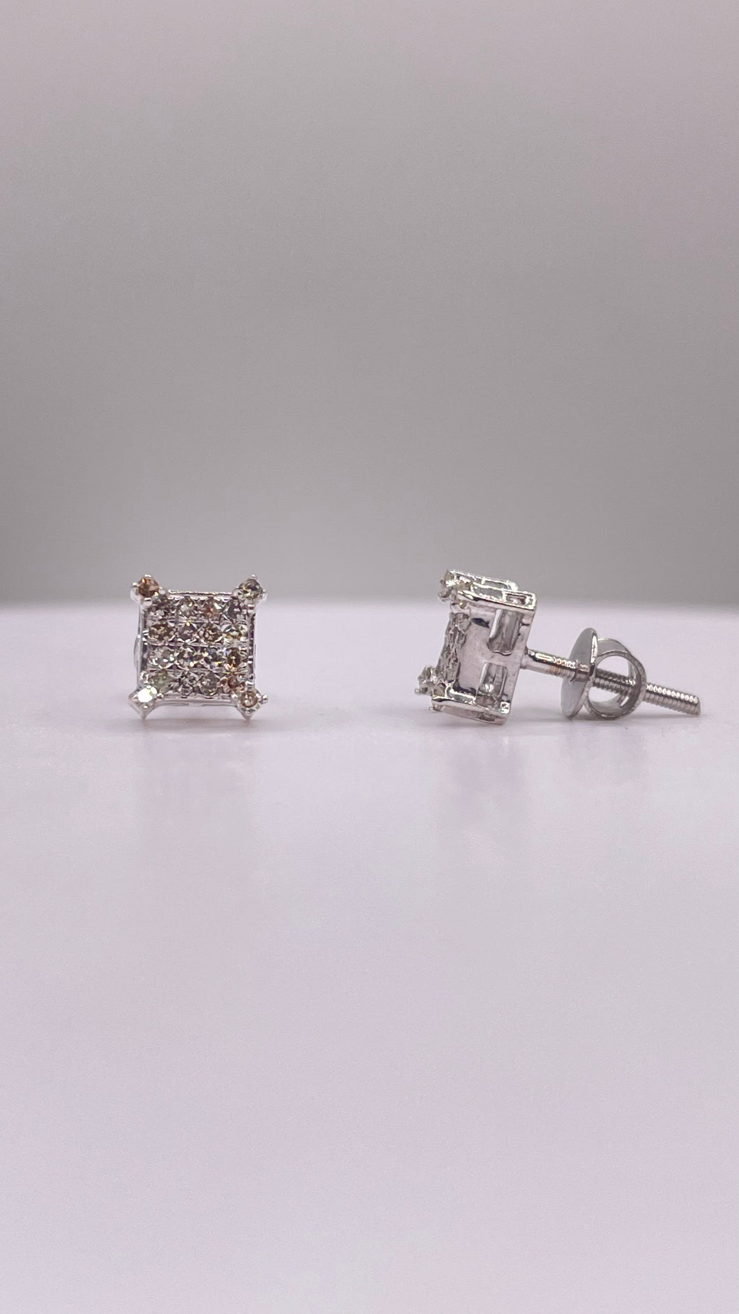 0.16 CT. Natural Diamond Square Shape Stud Earrings In 10 KT White Gold