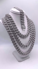 Load image into Gallery viewer, 12mm CZ Zig-Zag Cuban Link Chain/Bracelet In Silver