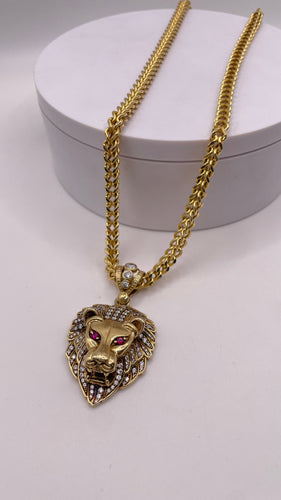 CZ Lion Pendant & Franco Chain Combo