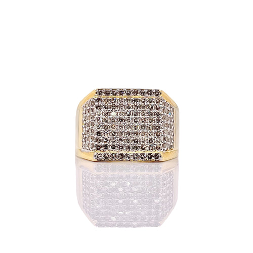 1.40 CT. Natural Diamond Square Shape Men’s Ring In 10 KT Yellow Gold