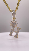 Load image into Gallery viewer, 0.55 CT. Natural Diamond Initial H Pendent With Crown In 10 KT Yellow Gold