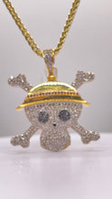 Load image into Gallery viewer, 1.28 CT. Natural Diamond Skull Pendent &amp; Franco Chain Combo In 10 KT Yellow Gold