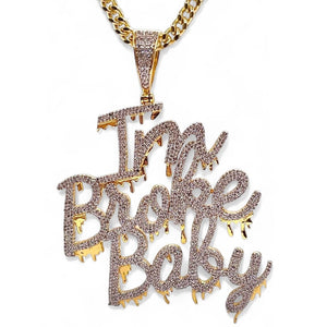1.89 CT. Natural Diamond I’m Broke Baby Pendent In 10 KT Yellow Gold