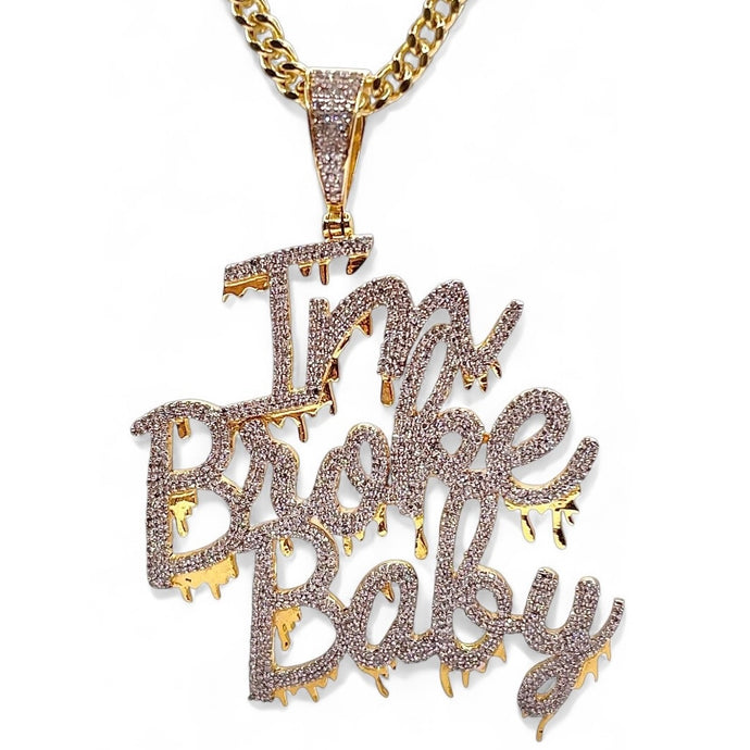 1.89 CT. Natural Diamond I’m Broke Baby Pendent In 10 KT Yellow Gold