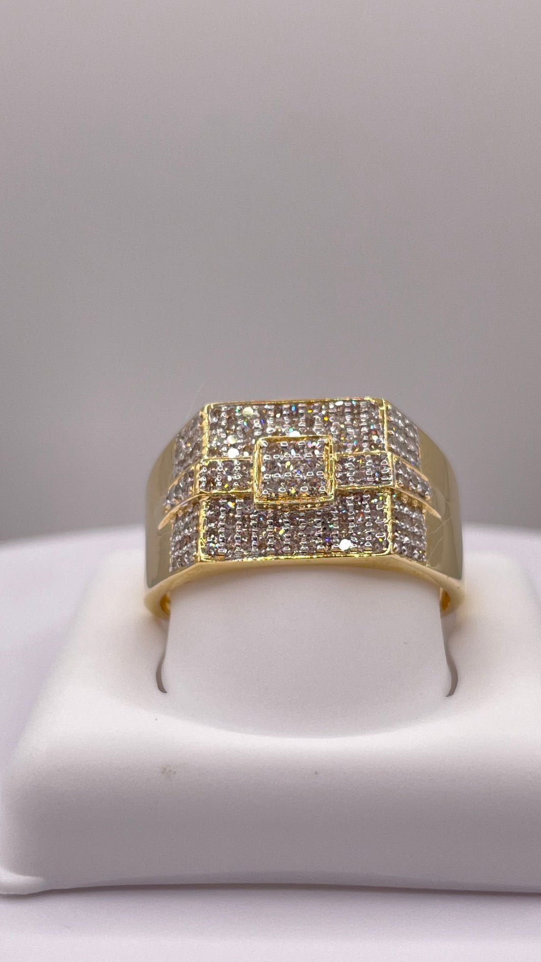 0.62 CT. Natural Diamond Square Shape Men’s Ring In 10 KT Yellow Gold