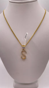 0.50 CT. Natural Diamond Initial S Pendent In 10 KT Yellow Gold