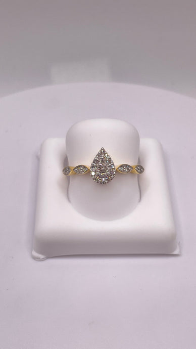 0.22 CT. Natural Diamond Pear Shape Women’s Ring In 10 KT Yellow Gold