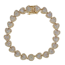 Load image into Gallery viewer, 3.72 CT. T.D.W Natural Diamond Heart Bracelet In 10 KT Yellow Gold