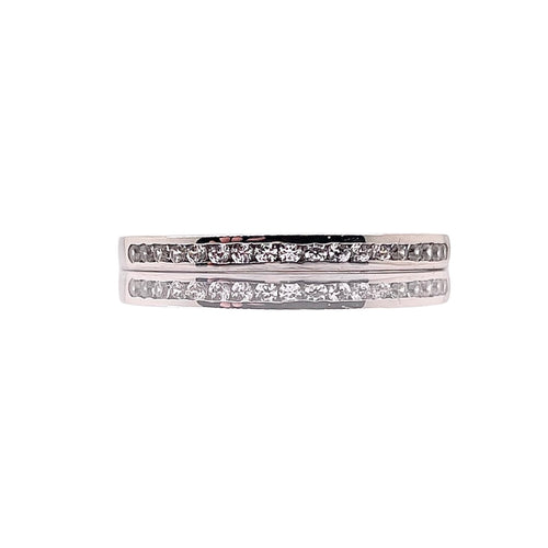 Women’s Dainty Channel Set Band In 10 KT White Gold With CZ