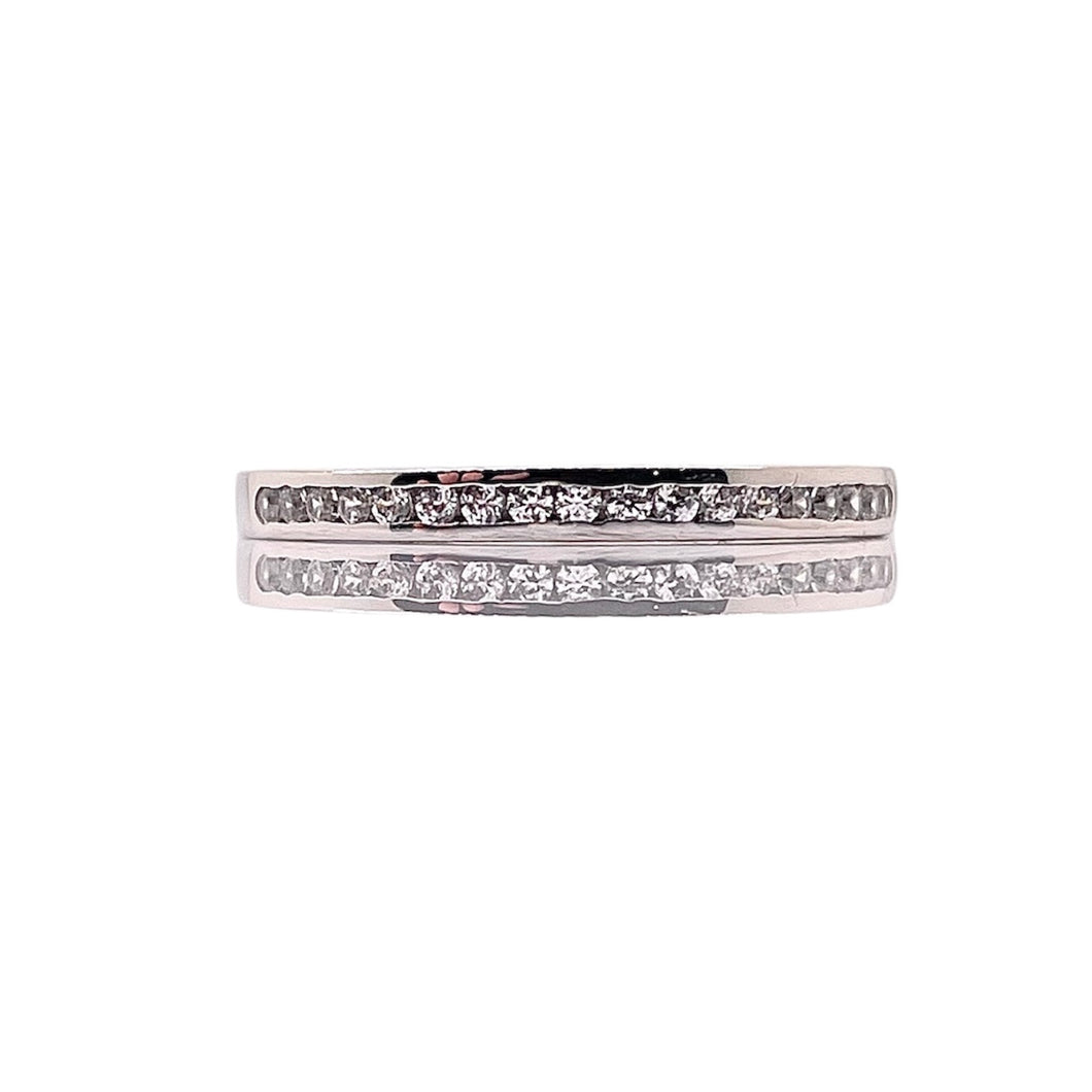 Women’s Dainty Channel Set Band In 10 KT White Gold With CZ
