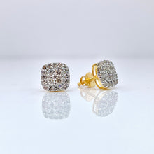 Load image into Gallery viewer, 0.56 CT. Natural Diamond Square Shape Stud Earrings In 10 KT Yellow Gold