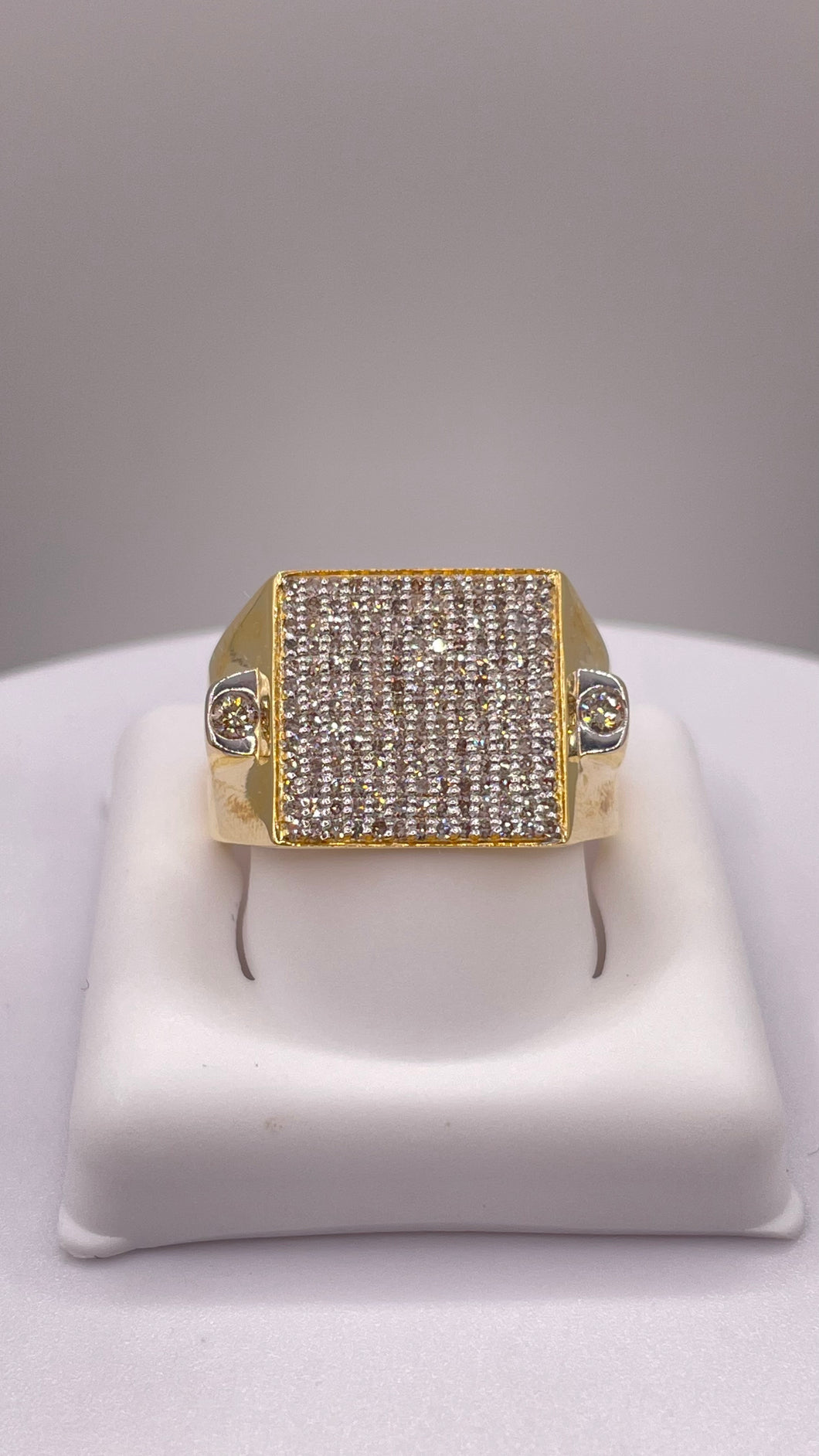 0.73 CT. Natural Diamond Square Shape Men’s Ring In 10 KT Yellow Gold