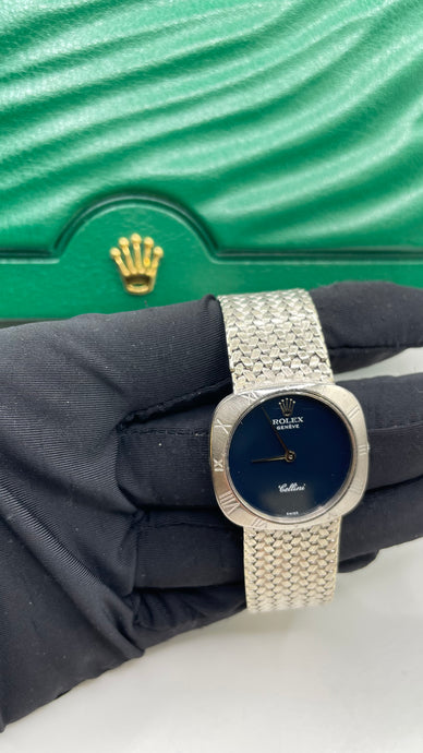 Women’s 18 KT Rolex Cellini Watch With Blue Dial
