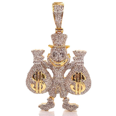 1.72 CT. Custom-Made Duck Holding Money Bag Pendent In 10KT Gold