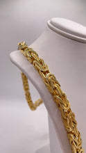 Load image into Gallery viewer, 7.5mm Solid 14 KT Yellow Gold Byzantine Link Chain