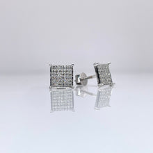 Load image into Gallery viewer, 0.19 CT. Natural Diamond Square Shape Stud Earrings In 10 KT White Gold