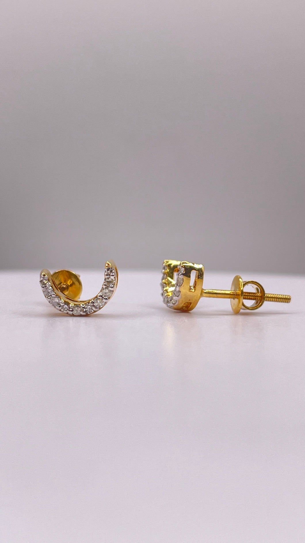 0.11 CT. Natural Diamond Moon Shape Stud Earrings In 10 KT Yellow Gold