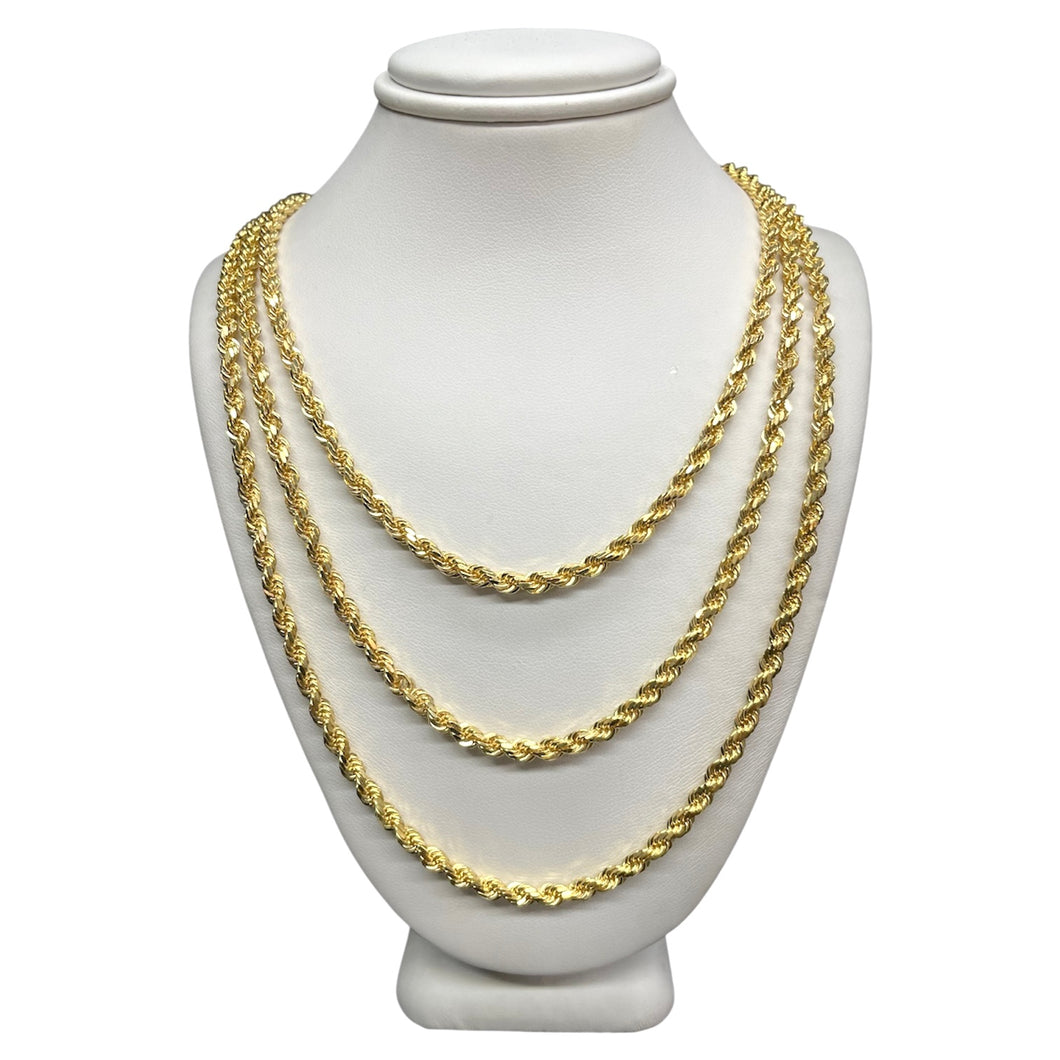 3.5mm Solid Rope Chain In 10 KT Yellow Gold