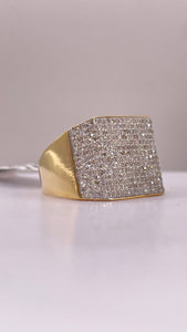 Men’s Square Shape Natural Diamond Ring In 10 KT Yellow Gold